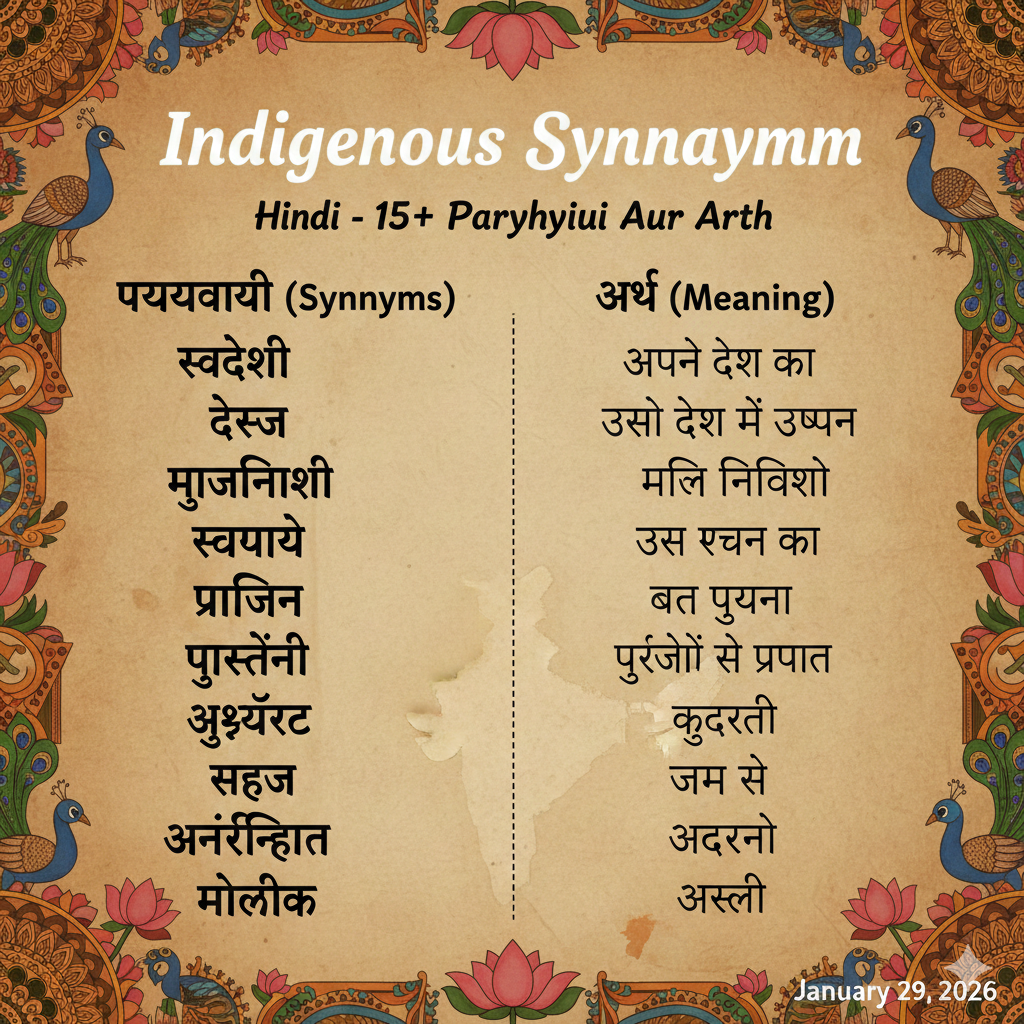 Indigenously Synonym in Hindi - 15+ पर्यायवाची और अर्थ